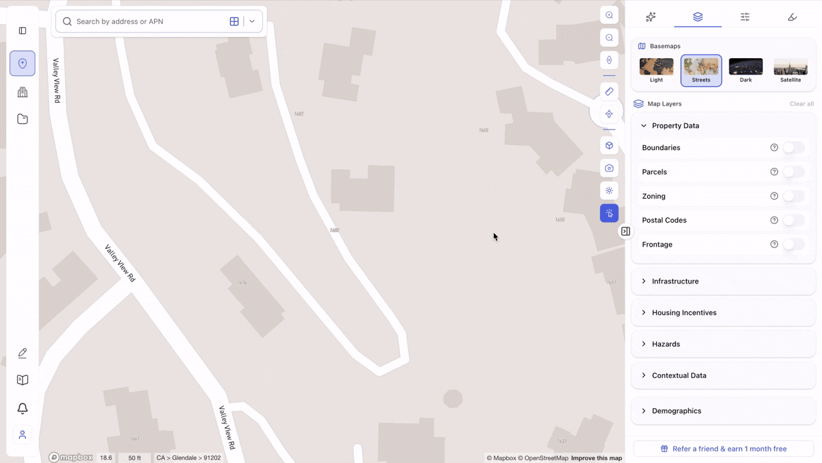ArchiWise 3D elevation and slope measurement tool showing terrain analysis on a property map