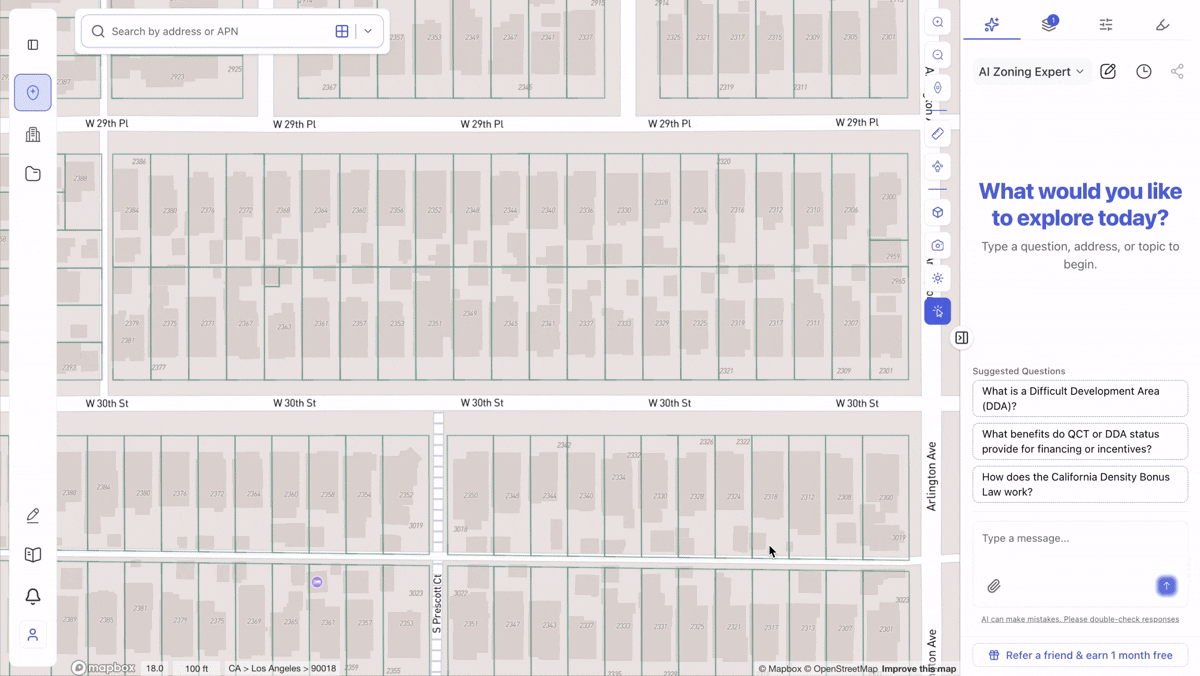 ArchiWise radius map tool generating a custom radius around a property for ownership reporting