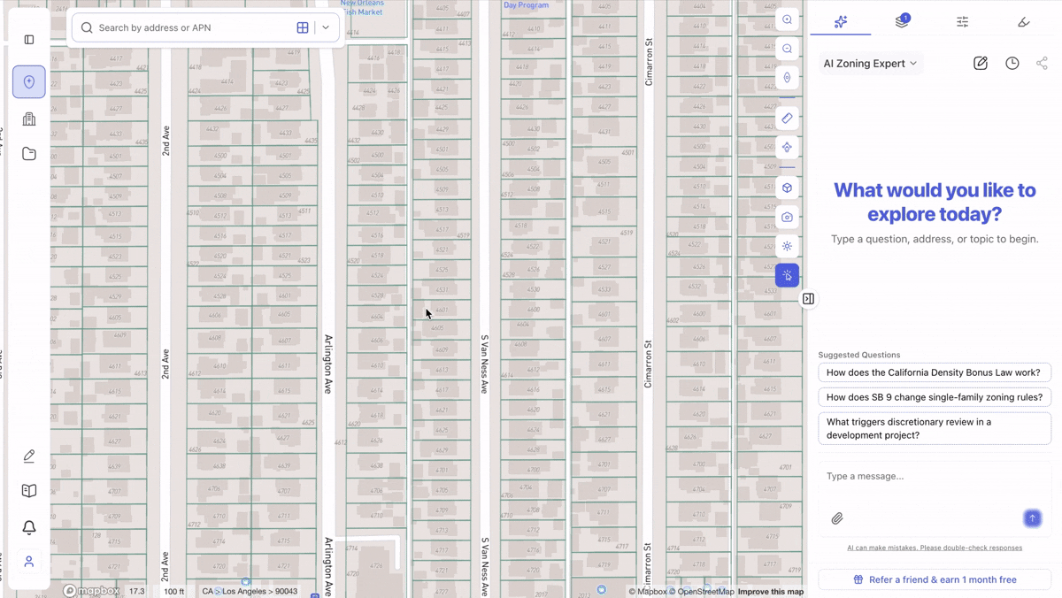 ArchiWise AI Site Selection chat identifying sell candidate properties based on ownership hold periods