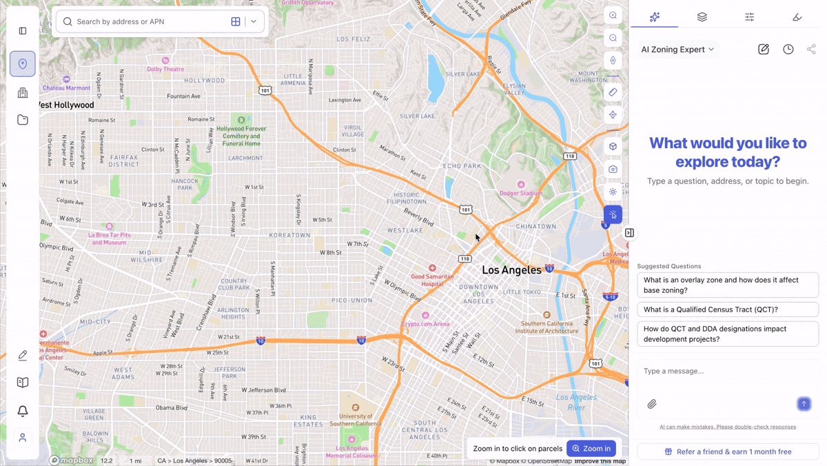 ArchiWise zoning filter search showing faster, more accurate zoning code and land use lookup on the Los Angeles map