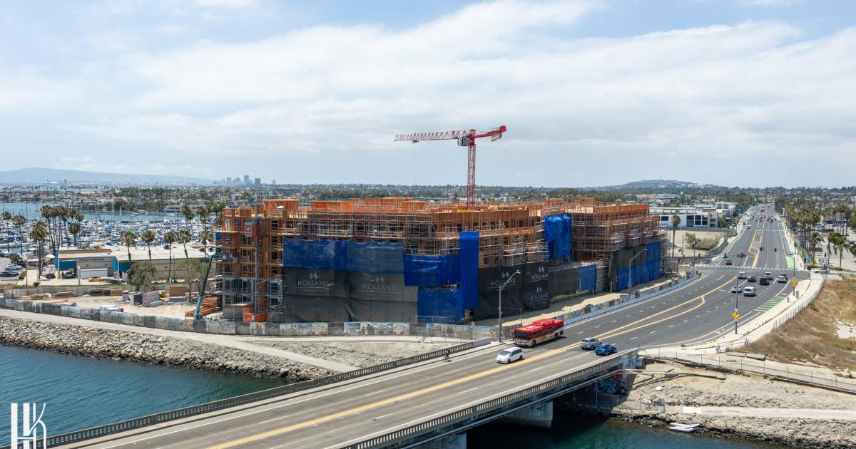 Wood Framing Nears Completion for 281-Unit Mixed-Use Development in Long Beach