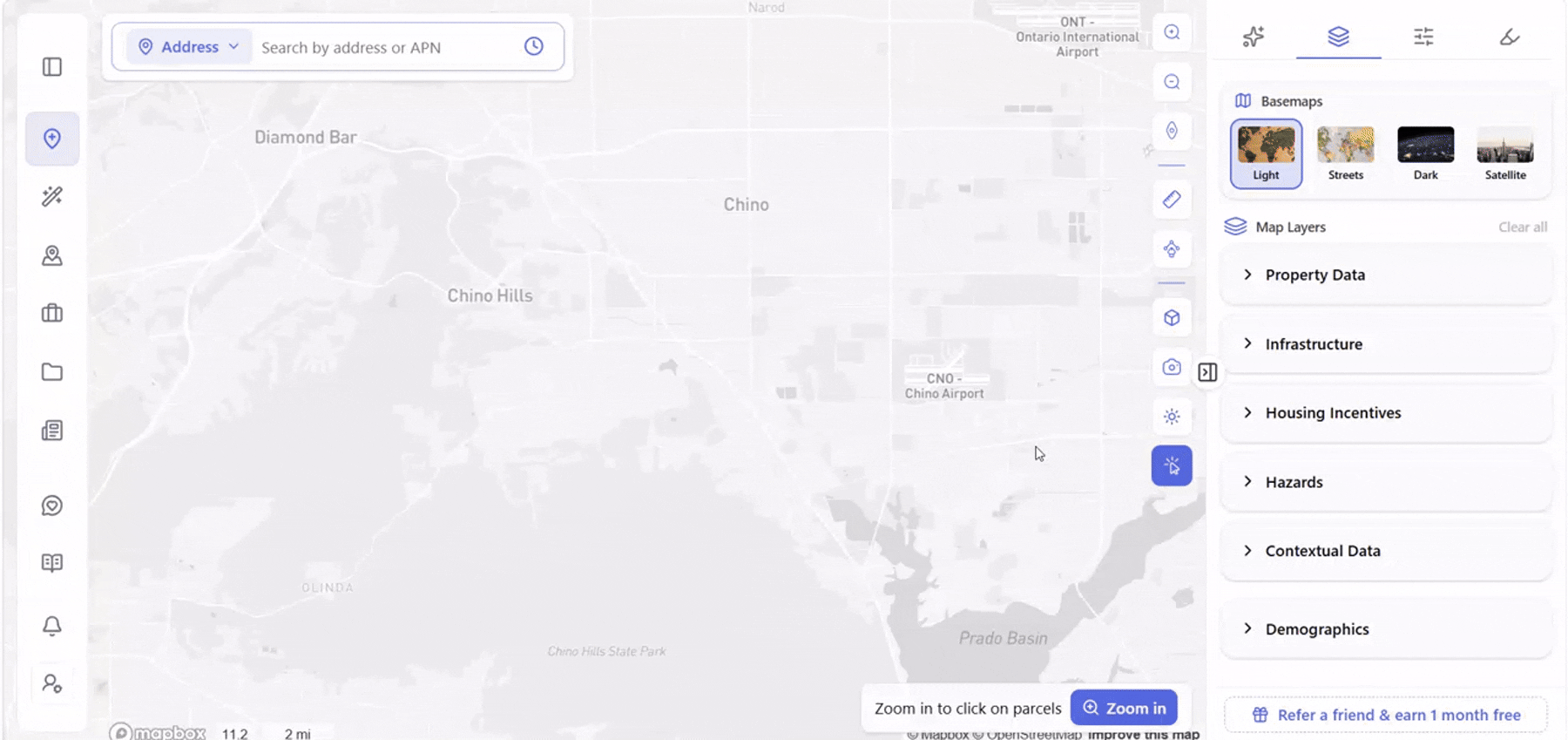 Archiwise Methane Hazard Areas layer showing oil and gas well points with buffer zones and well status details