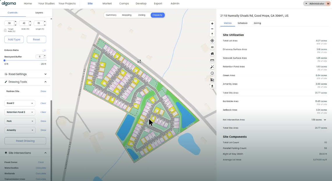 Algoma site plan tool showing