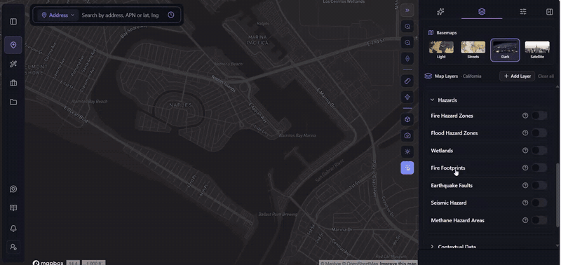 ArchiWise flood hazard layer showing a 64th Place parcel in Long Beach mapped as FEMA Zone AE with high flood risk and a base flood elevation of 8 feet